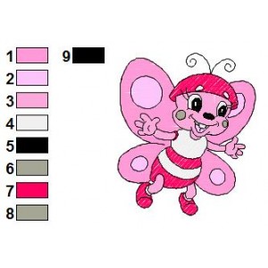 Animal Baby Butterfly Embroidery Design